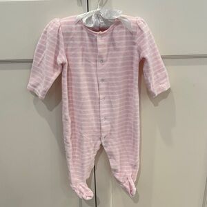 Kissy Kissy Pink Velour Footed Playsuit 6–9 Months Striped Snap Front Pajamas